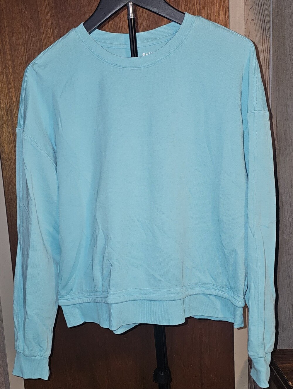 Athleta Light Aqua Blue Long Sleeve Crewneck Top